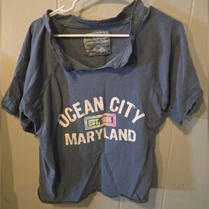 Ocean City Maryland Blue Crop Shirt Womens Size Small